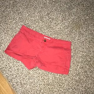 Bright Red Jean Button Shorts